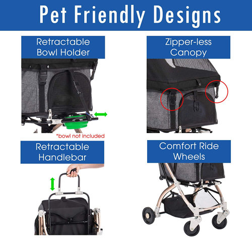 HPZ Pet Rover Lite Folding Standard Stroller & Reviews Wayfair